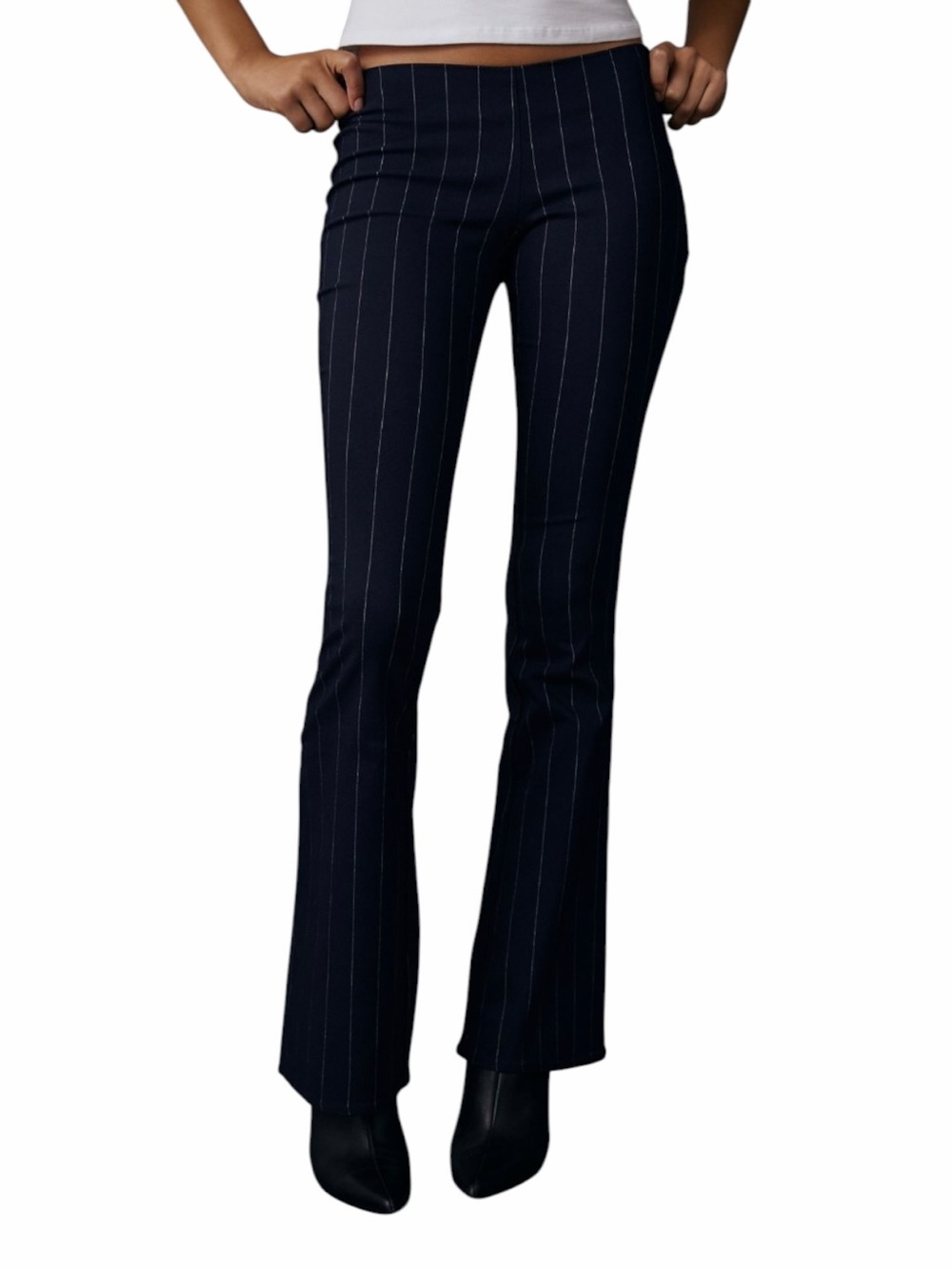 Urban Outfitters NWT Navy Pinstripe Low Rise Flare Pants XXS Y2K